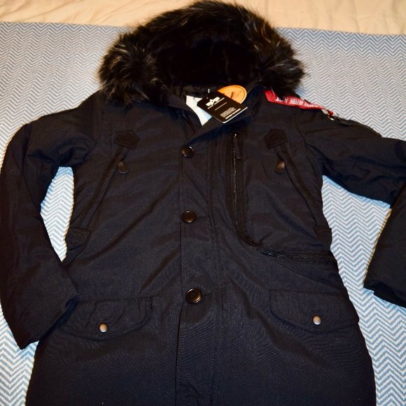 Alpha Industries ❄️ 😍 Polar Jacket ❄️ 😍ALL BLACK Size M - Picture 9 of 13